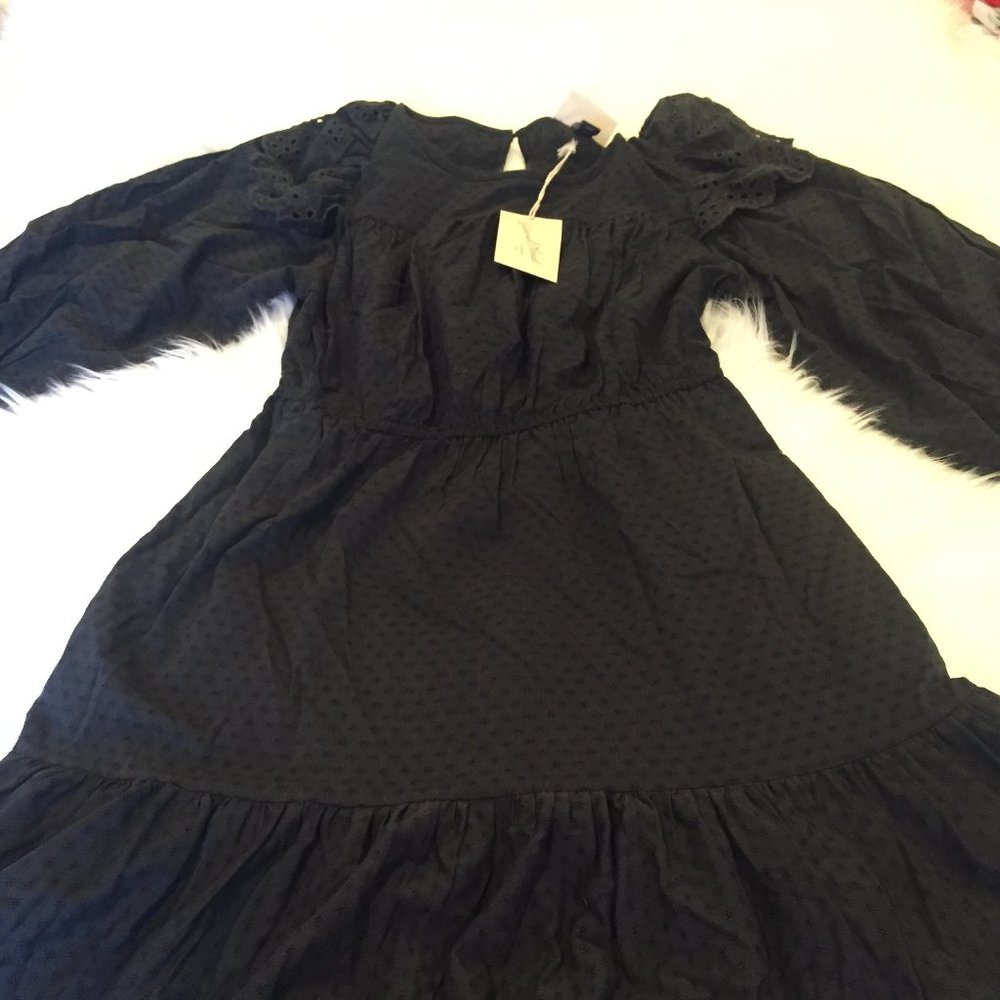 Women's Ruffle Long Sleeve Ruffle Dress - Picture 4 of 4